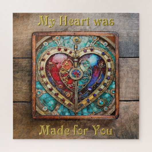 Puzzle Rouge & Bleu Vitrail Heart Steampunk Series (Vertical)