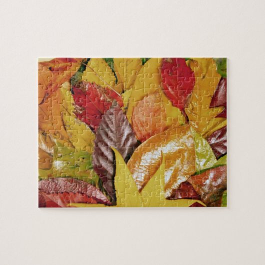 Puzzle Rouge brillant coloré | Feuilles automnales jaunes (Horizontal)
