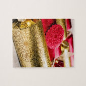 Puzzle Rouge et biscuits de Noël d'or (Horizontal)