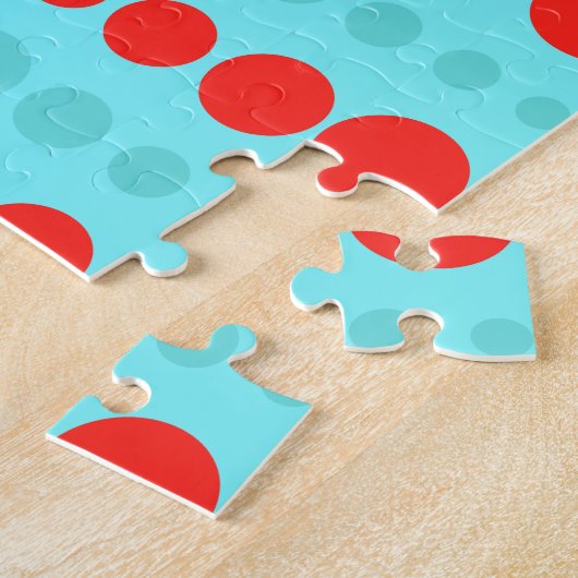 Puzzle rouge et turquoise rétro (Côté)