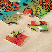 Puzzle Rouge et vert Whimsical Romantique Coeurs motif (Côté)