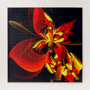 Puzzle Rouge Jaune Floral Moderne Résumé Modèle Art #10