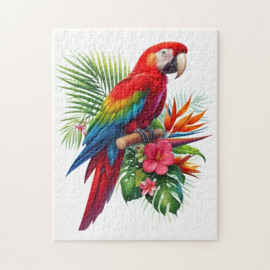Puzzle Rouge macaw tropical floral (Vertical)