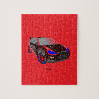 Puzzle Rouge Minimaliste Photo Personnalisée Nom Personna