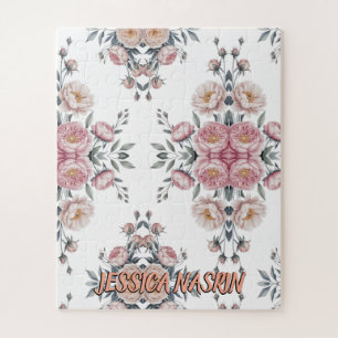 Puzzle Rouge Navy Bleu Douce Pastel Rose Floral