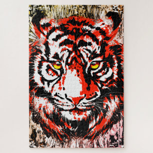 Puzzle rouge Tiger   Puzzle coloré du visage de ti