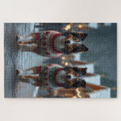 Puzzle Rough Collie Dogs Christmas Snow Holiday (Horizontal)