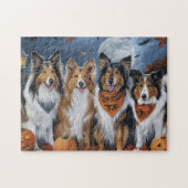 Puzzle Rough Collie Halloween Éffrayant (Horizontal)