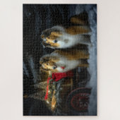 Puzzle Rough Collie Snowy Sleigh Décor de Noël (Vertical)