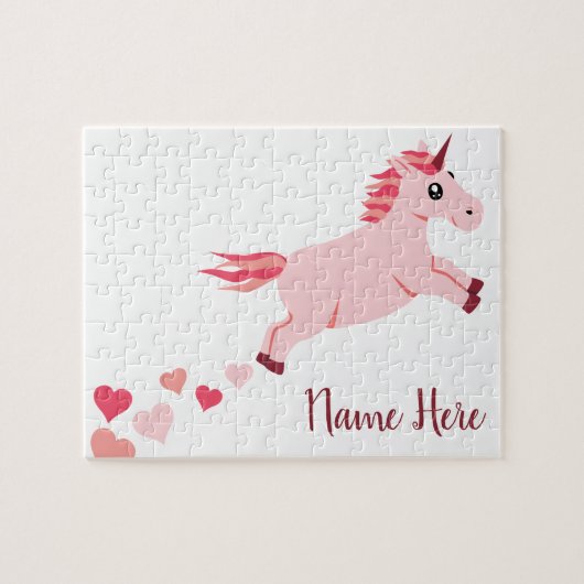 Puzzle Rougissent la licorne rose de coeur (Horizontal)
