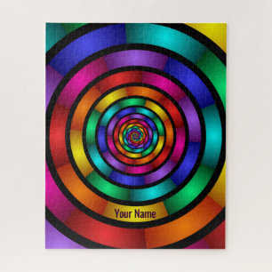 Puzzle Round and Psychedelic Colorful Modern Art Name