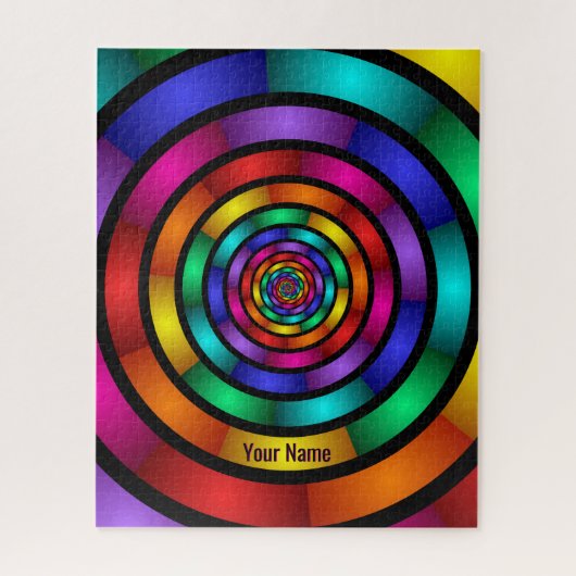 Puzzle Round and Psychedelic Colorful Modern Art Name (Vertical)