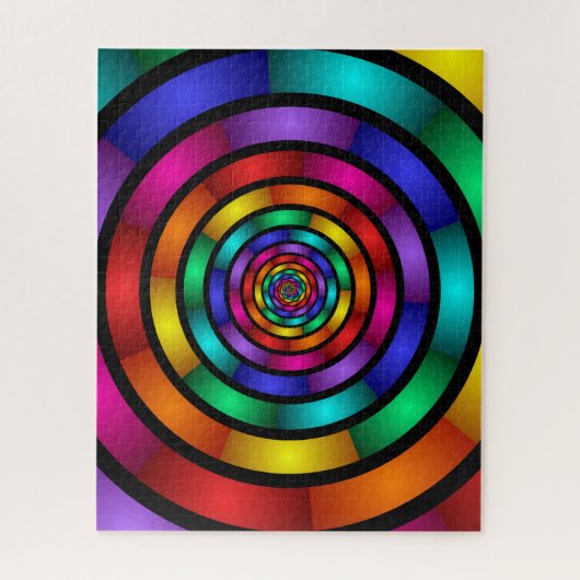 Puzzle Round and Psychedelic Colorful Modern Fractal Art (Vertical)