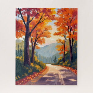 Puzzle Route d'automne   Feuilles de feuillage d'automne 