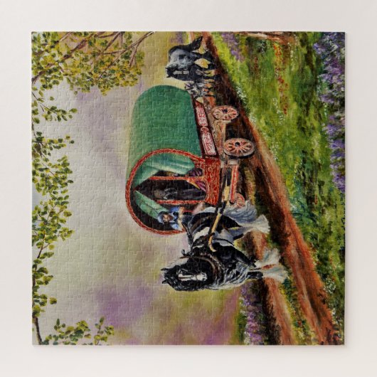 Puzzle Route irlandaise ensoleillée avec Gypsy Vanner Var (Vertical)