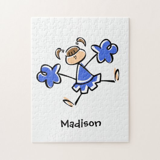 Puzzle Royal Blue and White Pom-pom girl (Vertical)