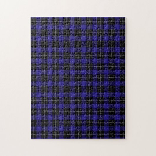 Puzzle Royal Blue Black Plaid (Vertical)
