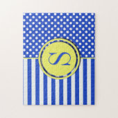 Puzzle Royal Blue Pois et stries-Monogram STaylor (Vertical)
