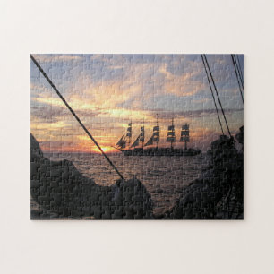 Puzzle Royal Clipper Silhouetté Contre Le Coucher De Sole