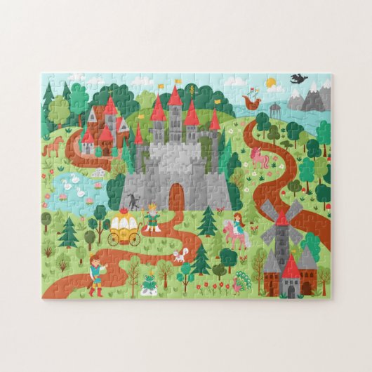 Puzzle Royaume de conte de fées médiéval Château Fantasti (Horizontal)