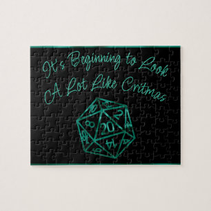 Puzzle RPG Critmas   Blue Retro Tabletop Role Player Dice