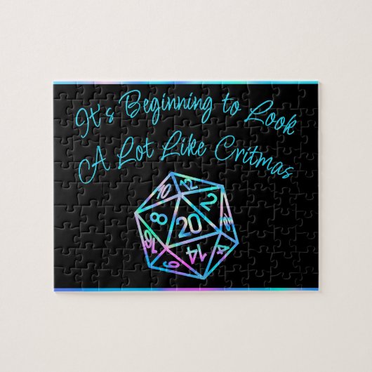 Puzzle RPG Critmas | Holo Retro Tabletop Role Player Dice (Horizontal)
