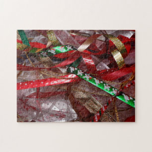 Puzzle Rubans de Noël Rouge Vert et Or Fêtes