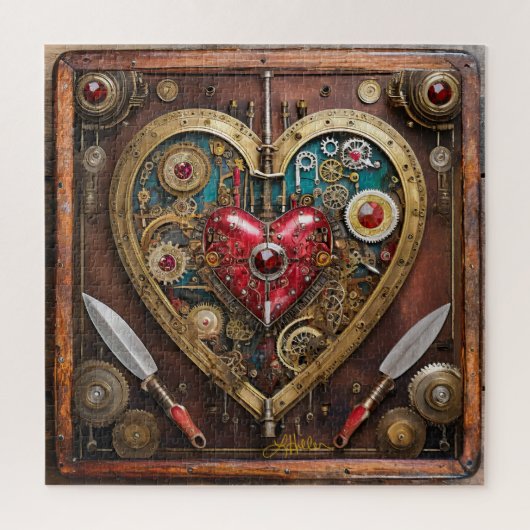 Puzzle Rubies Et Couteaux Coeur Steampunk Series (Vertical)
