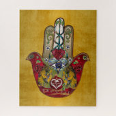 Puzzle Ruby Pomegranate Heart Red Bird Hamsa (Vertical)