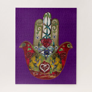 Puzzle Ruby Pomegranate Heart Red Bird Hamsa