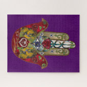 Puzzle Ruby Pomegranate Heart Red Bird Hamsa (Horizontal)