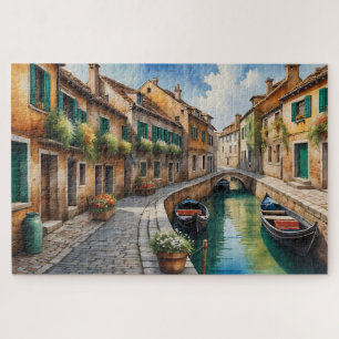 Puzzle Rue du canal de Venise avec gondoles