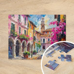 Puzzle Rues d'Italie Art Abstrait moderne<br><div class="desc">Un tableau abstrait moderne inspiré de la beauté vibrante d'une scène de rue italienne, présentant une architecture colorée et des fleurs luxuriantes. Les coups de pinceau audacieux et dynamiques et les teintes frappantes de terre cuite, de rose et d'or donnent vie à l'atmosphère animée de l'Italie. La combinaison de couleurs...</div>