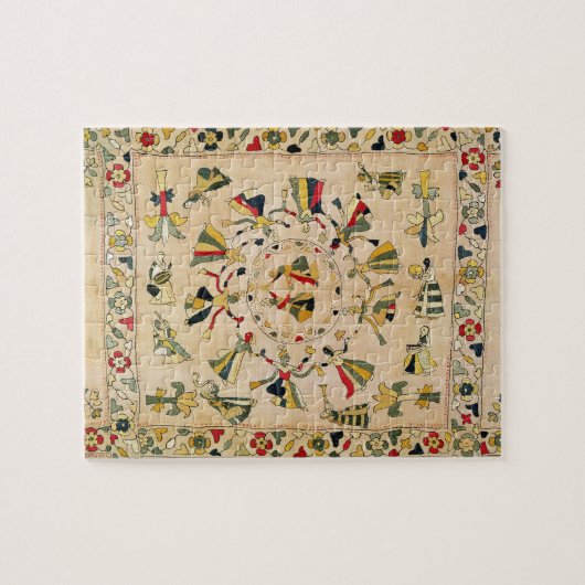 Puzzle Rumal : couverture carrée de broderie montrant le (Horizontal)