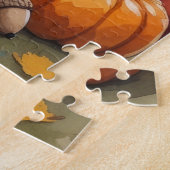 Puzzle Russe Bleu Chat Automne quitte Thanksgiving Art (Côté)