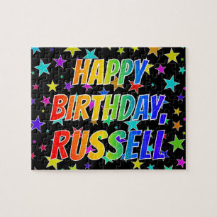 Puzzle "RUSSELL" Prénom, amusant "HEUREUX ANNIVERSAIRE"