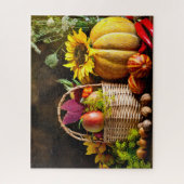 Puzzle Rustic Autumn Harvest Flowers Pumpkin (Vertical)
