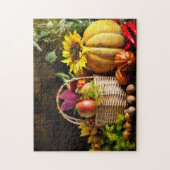 Puzzle Rustic Autumn Harvest Flowers Pumpkin (Vertical)