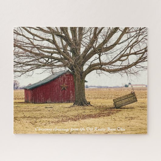 Puzzle Rustic Barn Ohio.Christmas Greetings (Horizontal)