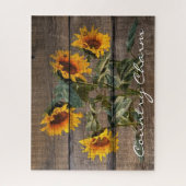 Puzzle Rustic Barn Wood Sunflower (Vertical)