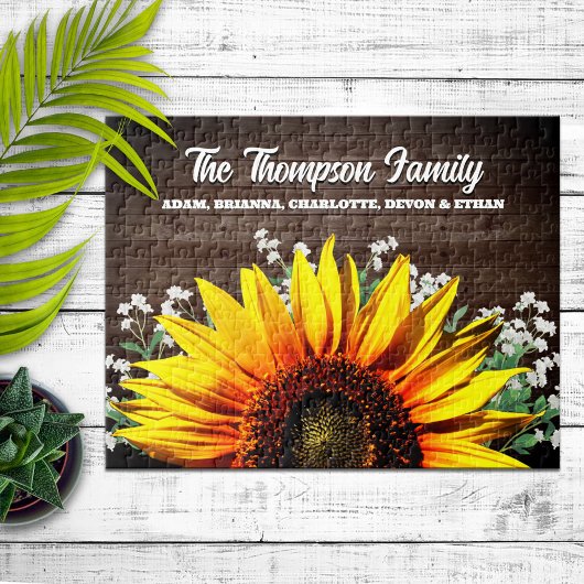 Puzzle Rustic Country Sunflower Nom de famille