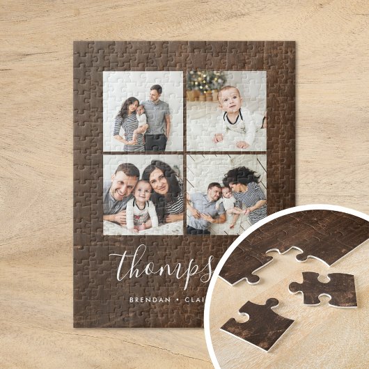 Puzzle Rustic Faux Grange Bois Famille Photo Collage