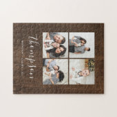Puzzle Rustic Faux Grange Bois Famille Photo Collage (Horizontal)