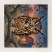 Puzzle Rustic Impasto Great Horned Owl  (Horizontal)