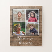 Puzzle Rustic Wood 4 Photo Collage Grand-mère (Vertical)