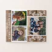 Puzzle Rustic Wood Nom de famille Photo Collage (Horizontal)