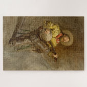 Puzzle Rustique Cowboy chanter avec Banjo dans le Vieux-O (Horizontal)