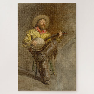 Puzzle Rustique Cowboy chanter avec Banjo dans le Vieux-O