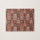 Puzzle Rustique Orange Brown Burlap Fleurs Feuilles Puzzl (Horizontal)