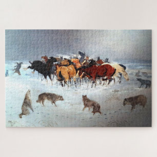 Puzzle Sabots volants Pack de loups attaquant des chevaux